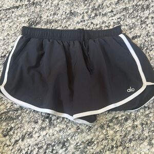 ALO Yoga Black Athletic Shorts with White Trim